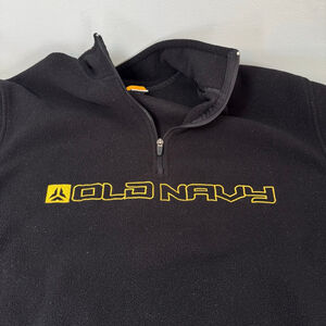 Y2K Old Navy Black & Yellow Fleece Quarter-Zip Sweatshirt XXL